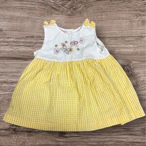 Vintage Samara Yellow Gingham Dress Butterfly Embrooidery Sleeveless‎ Girls 4T